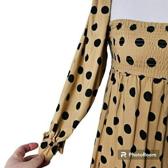 Faithful The Brand Brisa Polka Dot Off Shoulder Midi Dress in XS NWT - Picture 3 of 12